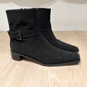 Stuart Weitzman square toe Ankle Boots with Buckle detisl